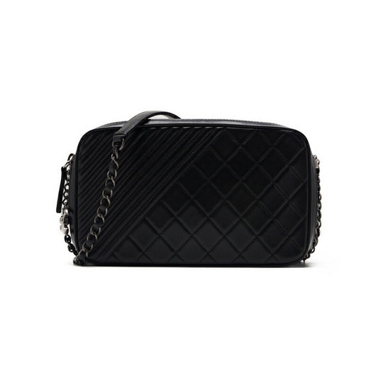 CHANEL Shoulder Bag, Matelasse, Bias Stitch, Lambskin, Black, Silver-Tone Hardware, Pre-Owned - Vintage La Charme