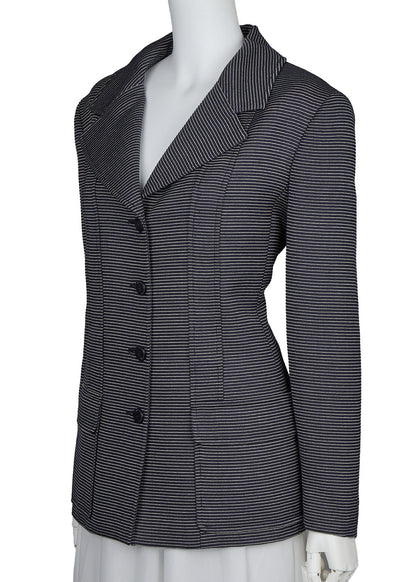 CHANEL Jacket Long Sleeve Coco Button Border Wool Silk Black Gold-Tone Hardware Pre-Owned - Vintage La Charme