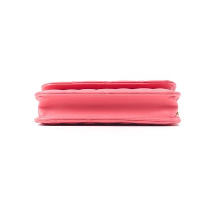 CHANEL Mini Shoulder Bag, Matelasse, Chain Shoulder, Lambskin, Pink, Gold-Tone Hardware, Pre-Owned - Vintage La Charme