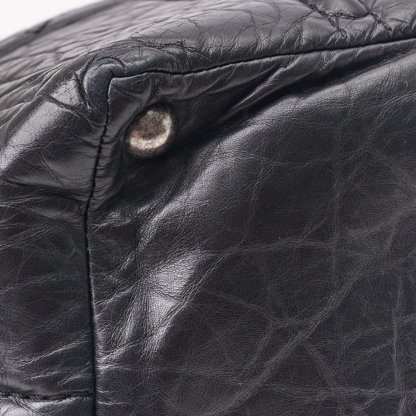 CHANEL Tote Bag Matelasse Coco Mark Double Chain Vintage Calf Black Silver-Tone Hardware Pre-Owned - Vintage La Charme