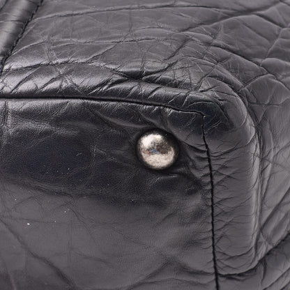 CHANEL Tote Bag Matelasse Coco Mark Double Chain Vintage Calf Black Silver-Tone Hardware Pre-Owned - Vintage La Charme
