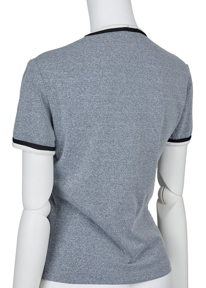 CHANEL T-Shirt Short Sleeve Cut-and-Sew Nylon Gray Gold-Tone Hardware Pre-Owned - Vintage La Charme