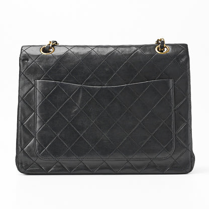 CHANEL Shoulder Bag, Matelasse Double Flap, Lambskin, Black, Gold-Tone Hardware, Pre-Owned - Vintage La Charme
