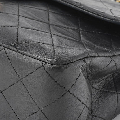 CHANEL Shoulder Bag, Matelasse Double Flap, Lambskin, Black, Gold-Tone Hardware, Pre-Owned - Vintage La Charme