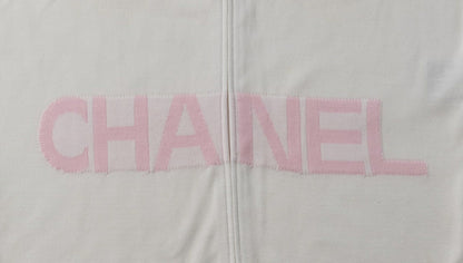 CHANEL Sleeveless T-Shirt, Cut-and-Sew, 100 Percent Cotton, White, Silver-Tone Hardware, Pre-Owned - Vintage La Charme