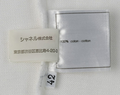CHANEL Sleeveless T-Shirt, Cut-and-Sew, 100 Percent Cotton, White, Silver-Tone Hardware, Pre-Owned - Vintage La Charme