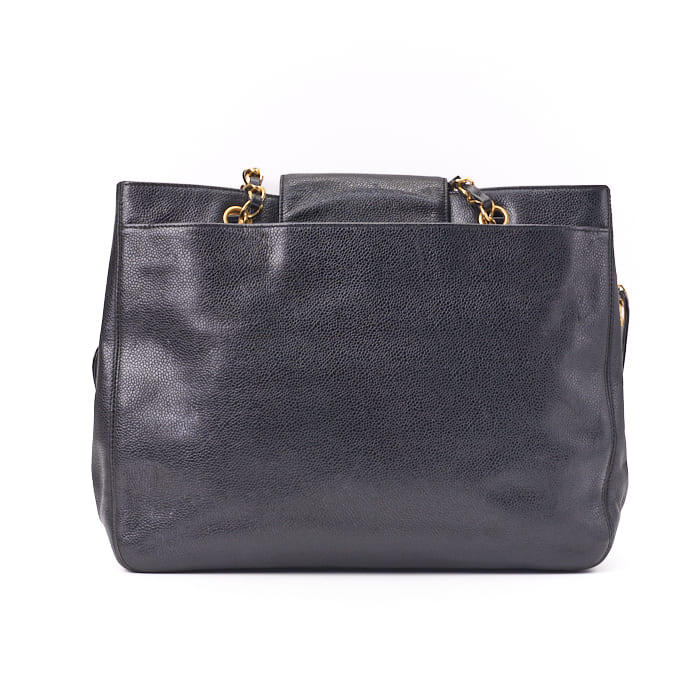 CHANEL Tote Bag, Turn Lock, Double Chain Shoulder, Caviar Skin, Black, Gold-Tone Hardware, Pre-Owned - Vintage La Charme