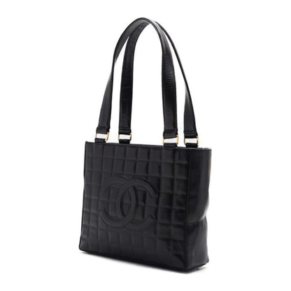 CHANEL Tote Bag, Coco Mark Chocolate Bar, Enamel, Black, Gold-Tone Hardware, Pre-Owned - Vintage La Charme