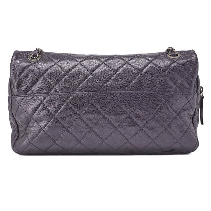 CHANEL Shoulder Bag, Matelasse, Chain Shoulder, Caviar Skin, Purple, Silver-Tone Hardware, Pre-Owned - Vintage La Charme