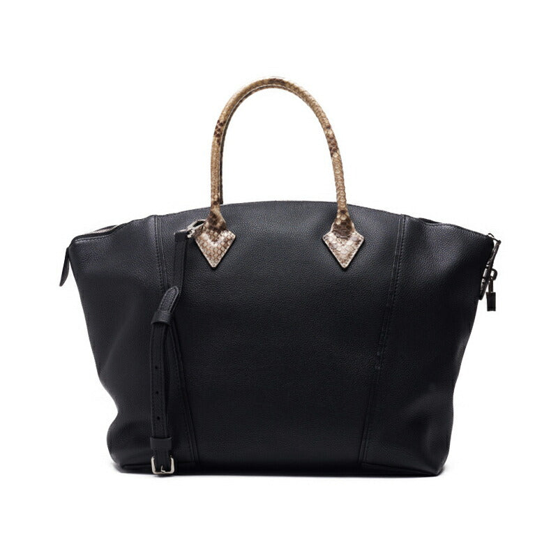 Louis Vuitton Handbag 2WAY Python Noir Silver-Tone Hardware Pre-Owned - Vintage La Charme