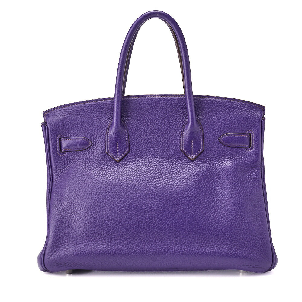 HERMES Birkin 30 Tote Bag Tryon Clemence Ultraviolet Silver-Tone Hardware Pre-Owned - Vintage La Charme