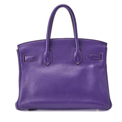 HERMES Birkin 30 Tote Bag Tryon Clemence Ultraviolet Silver-Tone Hardware Pre-Owned - Vintage La Charme