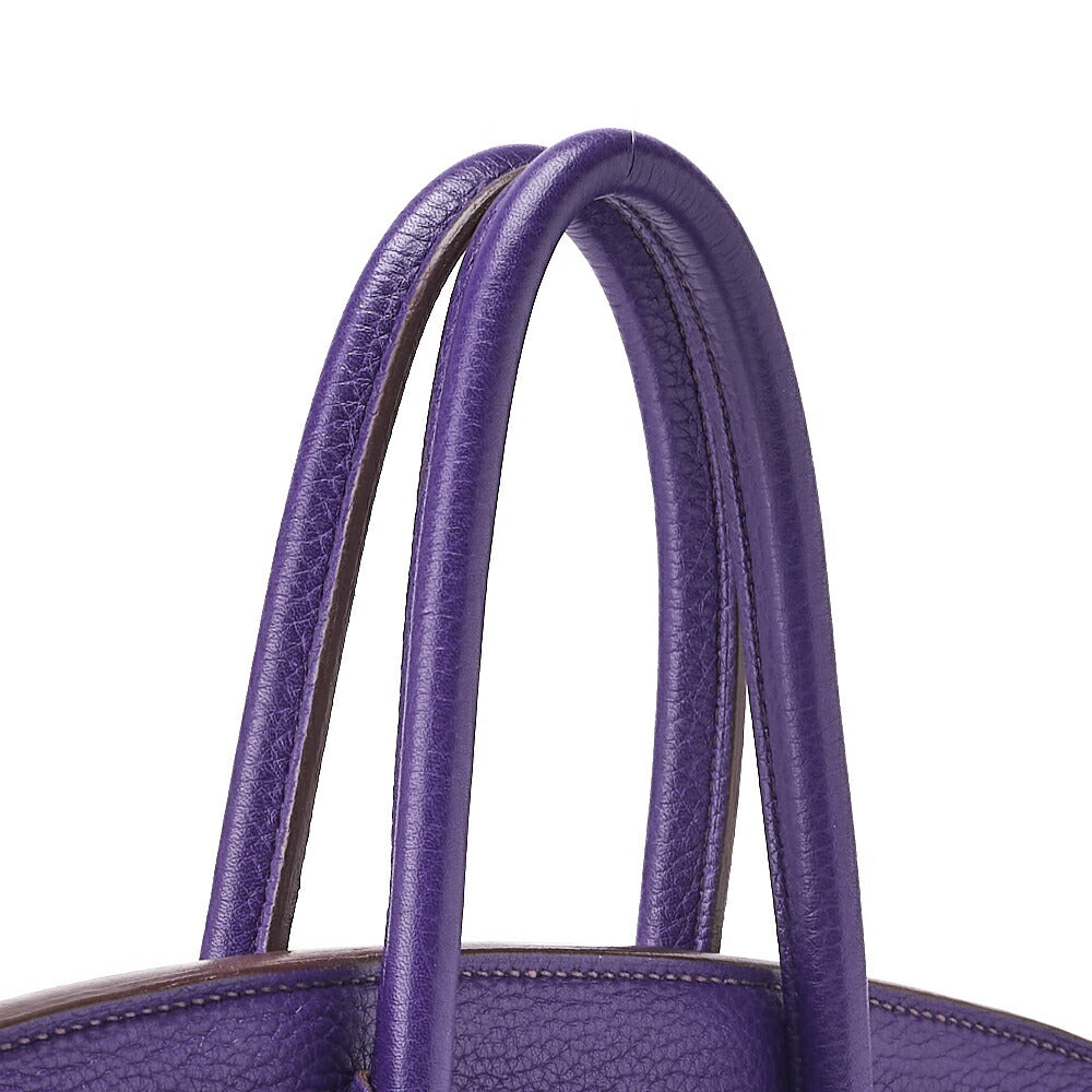 HERMES Birkin 30 Tote Bag Tryon Clemence Ultraviolet Silver-Tone Hardware Pre-Owned - Vintage La Charme