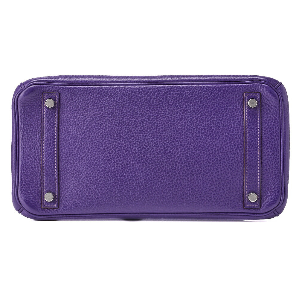 HERMES Birkin 30 Tote Bag Tryon Clemence Ultraviolet Silver-Tone Hardware Pre-Owned - Vintage La Charme