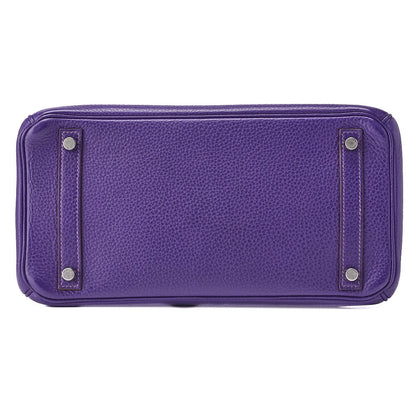 HERMES Birkin 30 Tote Bag Tryon Clemence Ultraviolet Silver-Tone Hardware Pre-Owned - Vintage La Charme
