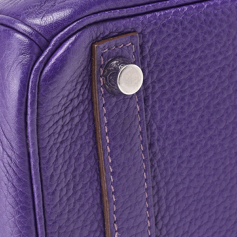 HERMES Birkin 30 Tote Bag Tryon Clemence Ultraviolet Silver-Tone Hardware Pre-Owned - Vintage La Charme