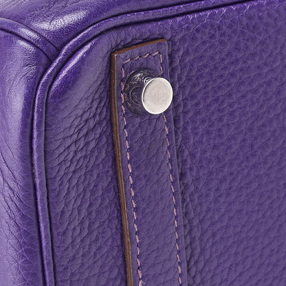 HERMES Birkin 30 Tote Bag Tryon Clemence Ultraviolet Silver-Tone Hardware Pre-Owned - Vintage La Charme