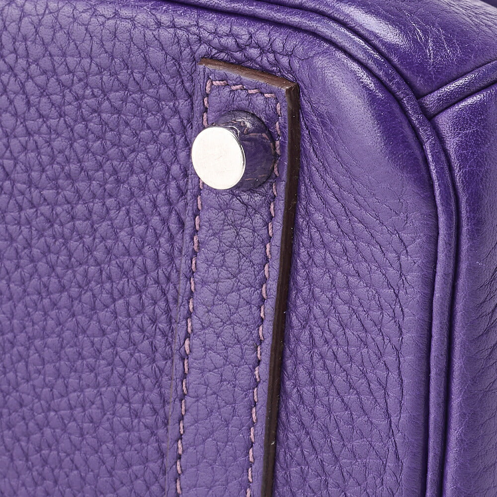 HERMES Birkin 30 Tote Bag Tryon Clemence Ultraviolet Silver-Tone Hardware Pre-Owned - Vintage La Charme