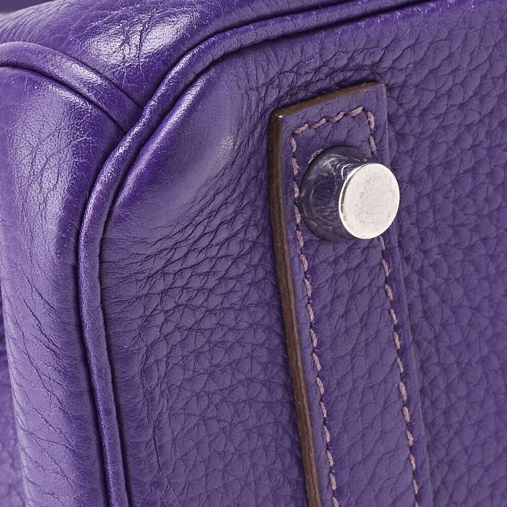 HERMES Birkin 30 Tote Bag Tryon Clemence Ultraviolet Silver-Tone Hardware Pre-Owned - Vintage La Charme