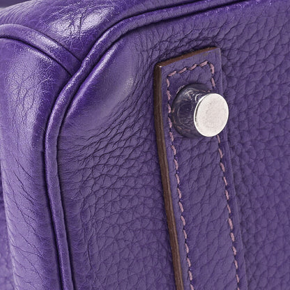 HERMES Birkin 30 Tote Bag Tryon Clemence Ultraviolet Silver-Tone Hardware Pre-Owned - Vintage La Charme