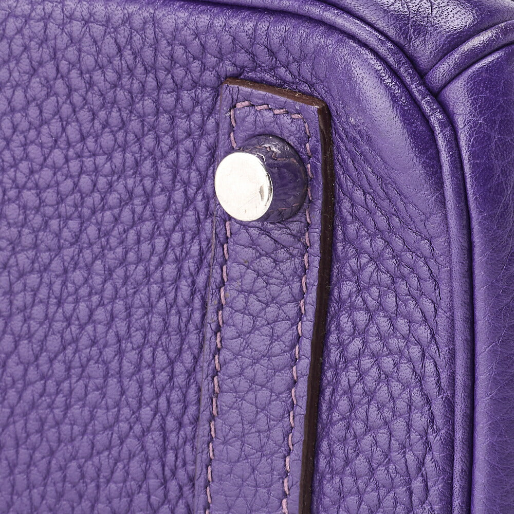HERMES Birkin 30 Tote Bag Tryon Clemence Ultraviolet Silver-Tone Hardware Pre-Owned - Vintage La Charme