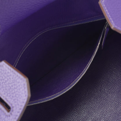 HERMES Birkin 30 Tote Bag Tryon Clemence Ultraviolet Silver-Tone Hardware Pre-Owned - Vintage La Charme