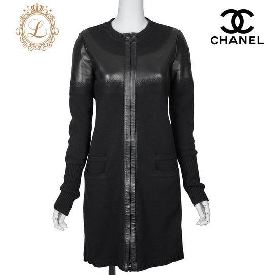 CHANEL Outerwear Jacket, Coco Mark, Leather, Black, Silver-Tone Hardware, Pre-Owned - Vintage La Charme