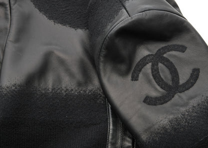 CHANEL Outerwear Jacket, Coco Mark, Leather, Black, Silver-Tone Hardware, Pre-Owned - Vintage La Charme