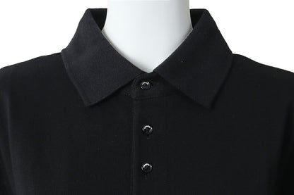 CHANEL Polo Shirt, Coco Mark Logo Button, Cut-and-Sew, Cotton, Black, Gold-Tone Hardware, Pre-Owned - Vintage La Charme