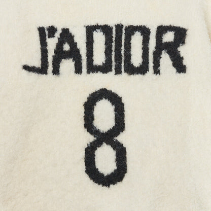 Dior Knit Sweater Top, J'ADIOR Logo, Wool Blend, White, Silver-Tone Hardware, Pre-Owned - Vintage La Charme