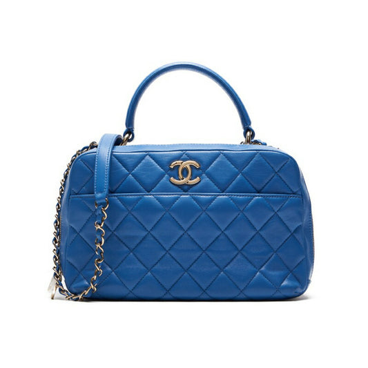 CHANEL Handbag 2WAY Matelasse Lambskin Light Blue Gold-Tone Hardware Pre-Owned - Vintage La Charme