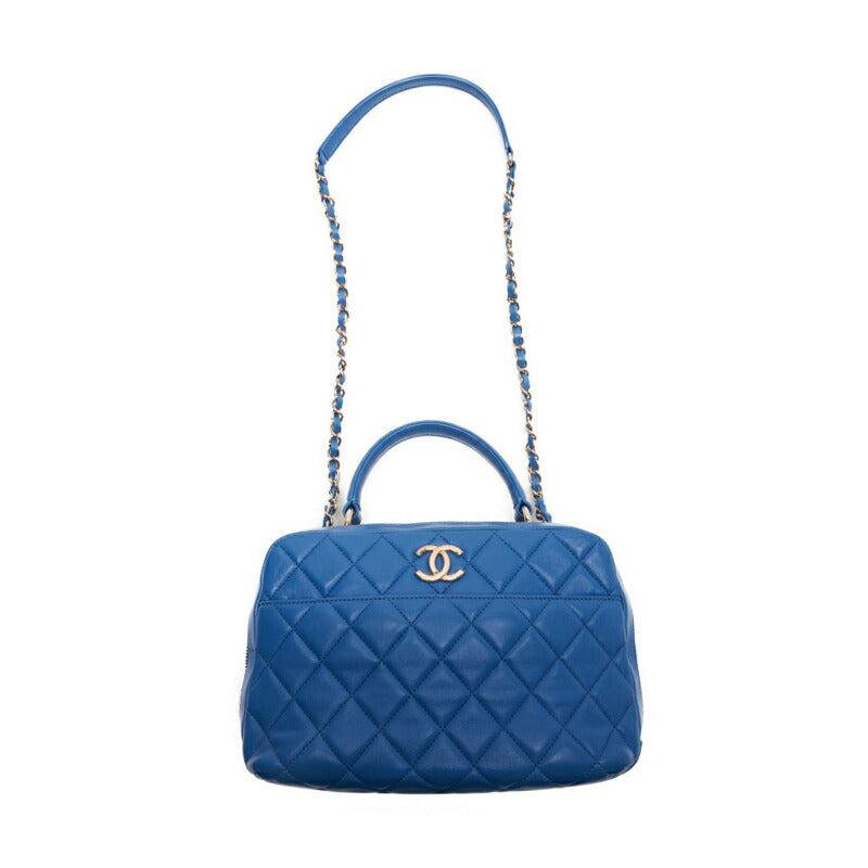 CHANEL Handbag 2WAY Matelasse Lambskin Light Blue Gold-Tone Hardware Pre-Owned - Vintage La Charme