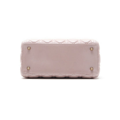 Dior Lady Dior Cannage 2WAY Hand Lambskin Pink Gold-Tone Hardware Pre-Owned - Vintage La Charme