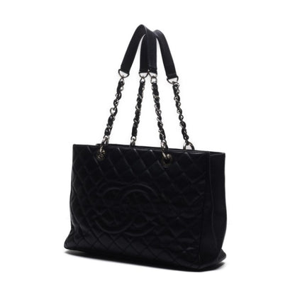 CHANEL GST Chain Tote Shoulder Bag, Caviskin, Black, Silver-Tone Hardware, Pre-Owned - Vintage La Charme