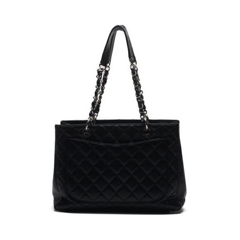 CHANEL GST Chain Tote Shoulder Bag, Caviskin, Black, Silver-Tone Hardware, Pre-Owned - Vintage La Charme