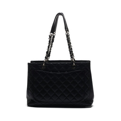 CHANEL GST Chain Tote Shoulder Bag, Caviskin, Black, Silver-Tone Hardware, Pre-Owned - Vintage La Charme