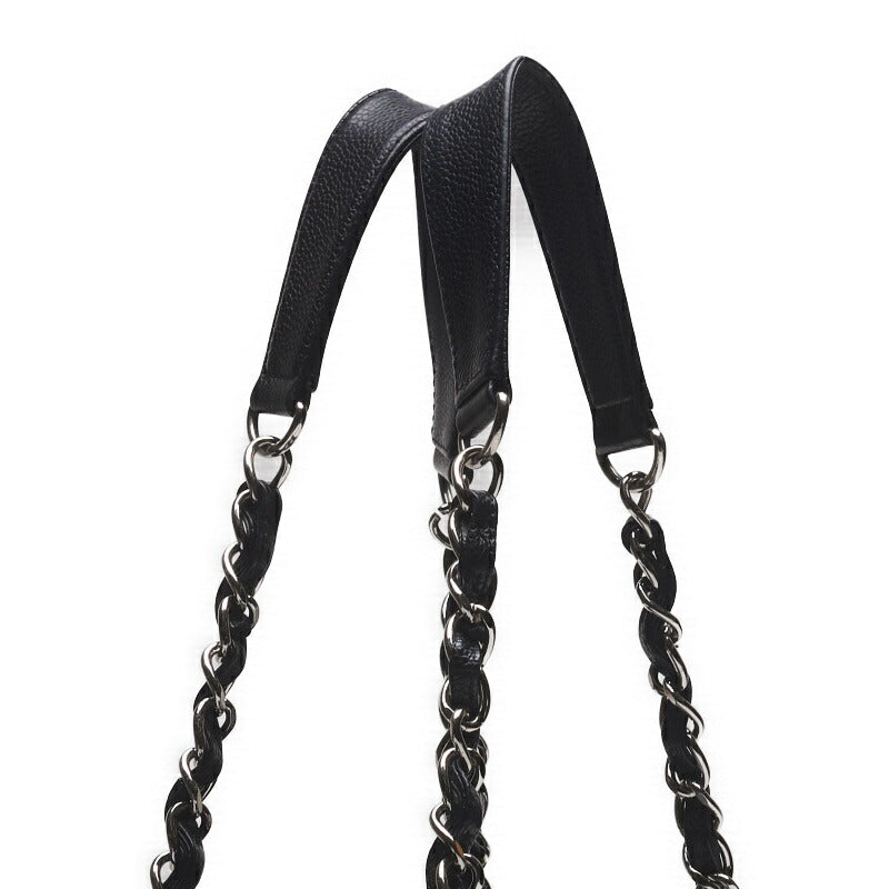 CHANEL GST Chain Tote Shoulder Bag, Caviskin, Black, Silver-Tone Hardware, Pre-Owned - Vintage La Charme