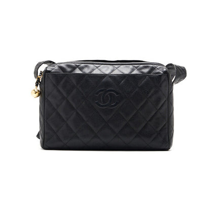 CHANEL Shoulder Bag, Matelasse, Caviar Skin, Black, Gold-Tone Hardware, Pre-Owned - Vintage La Charme