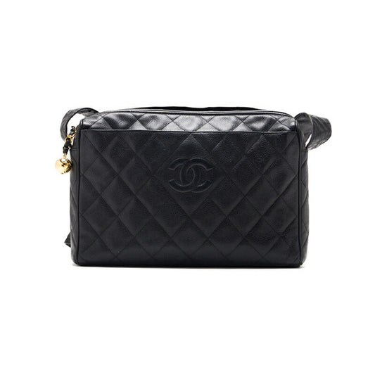 CHANEL Shoulder Bag, Matelasse, Caviar Skin, Black, Gold-Tone Hardware, Pre-Owned - Vintage La Charme