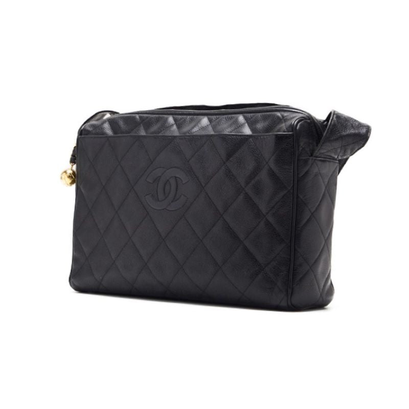 CHANEL Shoulder Bag, Matelasse, Caviar Skin, Black, Gold-Tone Hardware, Pre-Owned - Vintage La Charme