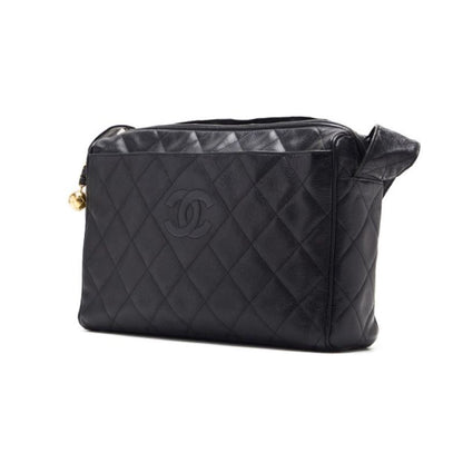 CHANEL Shoulder Bag, Matelasse, Caviar Skin, Black, Gold-Tone Hardware, Pre-Owned - Vintage La Charme