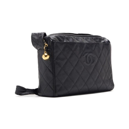 CHANEL Shoulder Bag, Matelasse, Caviar Skin, Black, Gold-Tone Hardware, Pre-Owned - Vintage La Charme