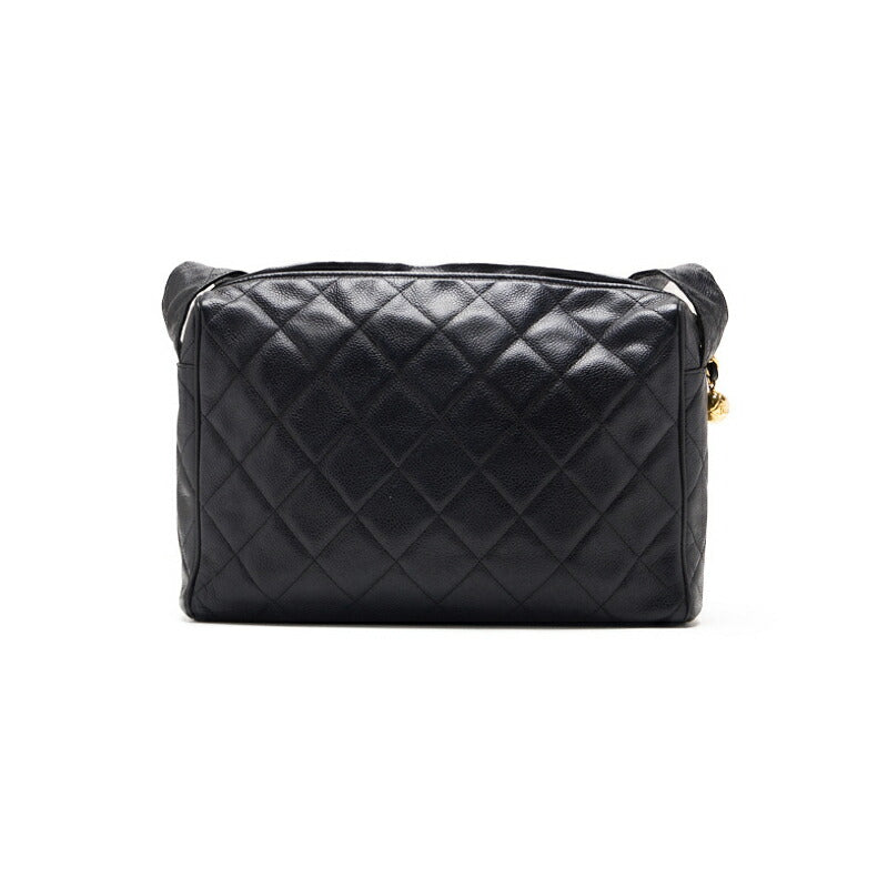 CHANEL Shoulder Bag, Matelasse, Caviar Skin, Black, Gold-Tone Hardware, Pre-Owned - Vintage La Charme