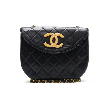 CHANEL Shoulder Bag, Deca Coco Round Flap Push Lock Chain Shoulder, Lambskin, Black, Gold-Tone Hardware, Pre-Owned - Vintage La Charme
