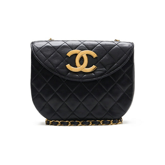 CHANEL Shoulder Bag, Deca Coco Round Flap Push Lock Chain Shoulder, Lambskin, Black, Gold-Tone Hardware, Pre-Owned - Vintage La Charme
