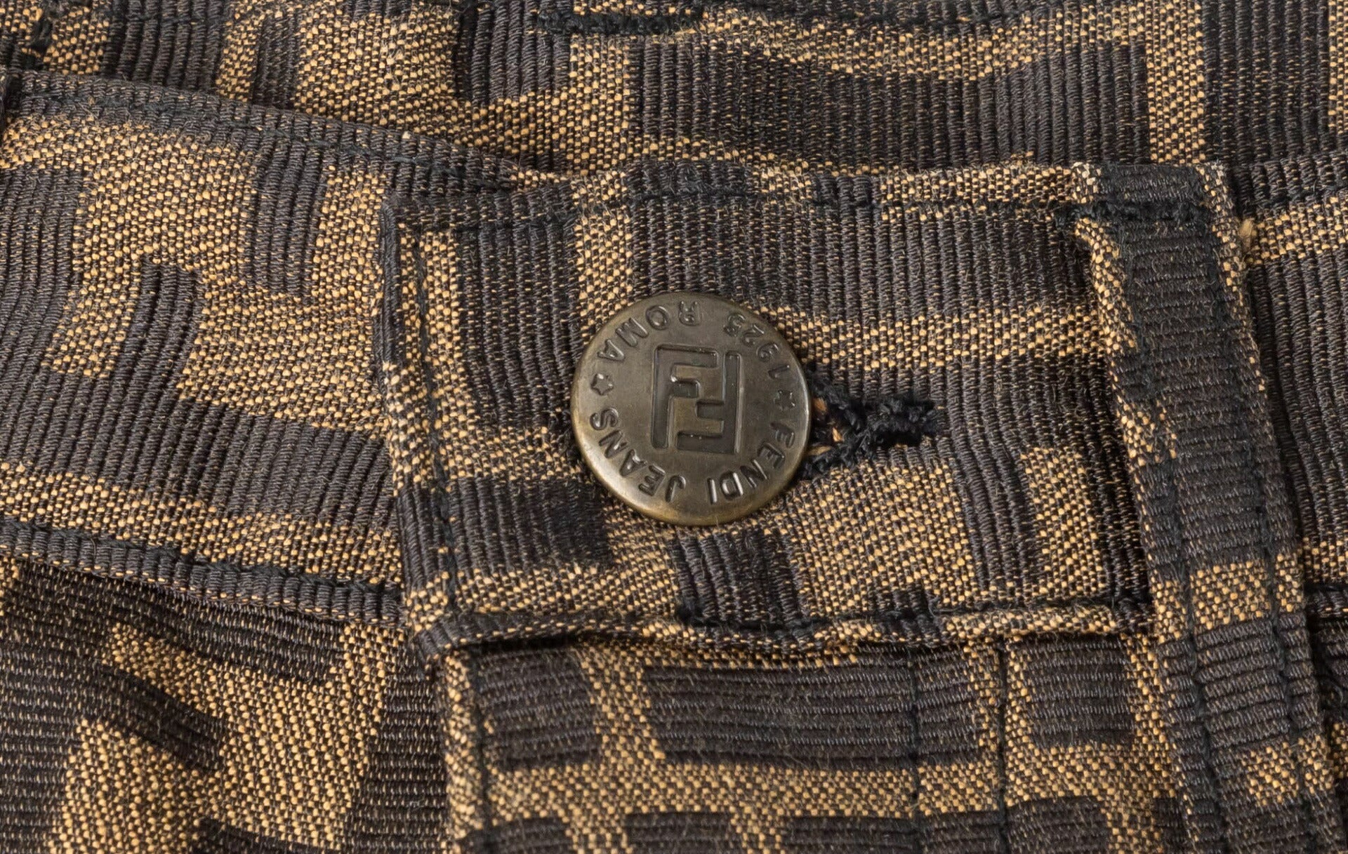Fendi Pants, Zucca Pattern, Polyester Cotton, Brown, Pre-Owned - Vintage La Charme