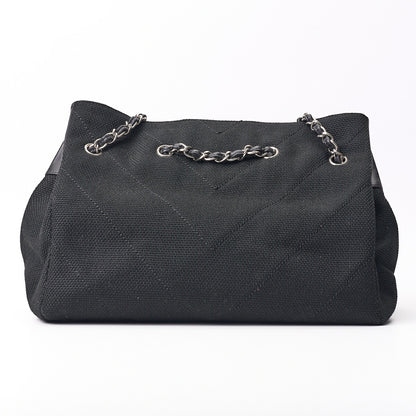 Chanel Shoulder Bag, V Stitch, Coco Charm, Canvas, Black, Silver-Tone Hardware, Pre-Owned - Vintage La Charme
