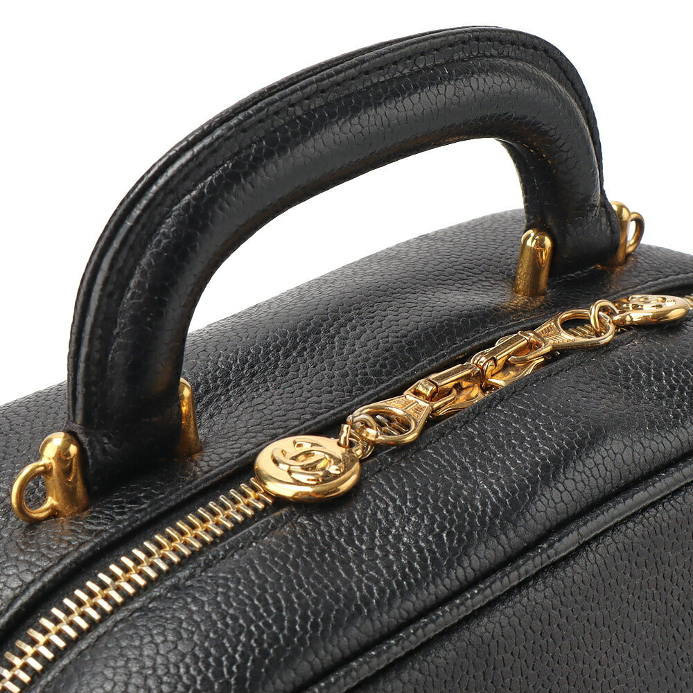 CHANEL Coco Mark Vanity 2WAY Handbag Caviar Skin Black Gold-Tone Hardware Pre-Owned - Vintage La Charme