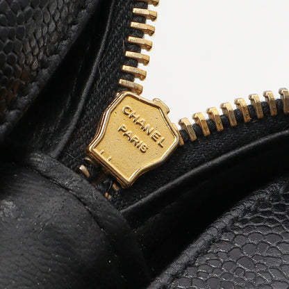CHANEL Coco Mark Vanity 2WAY Handbag Caviar Skin Black Gold-Tone Hardware Pre-Owned - Vintage La Charme