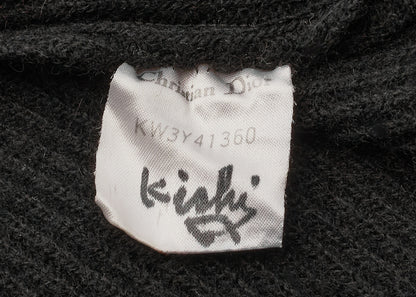 Dior Hooded Cardigan, Gilogo Button, Knit, Wool, Black, Silver-Tone Hardware, Pre-Owned - Vintage La Charme